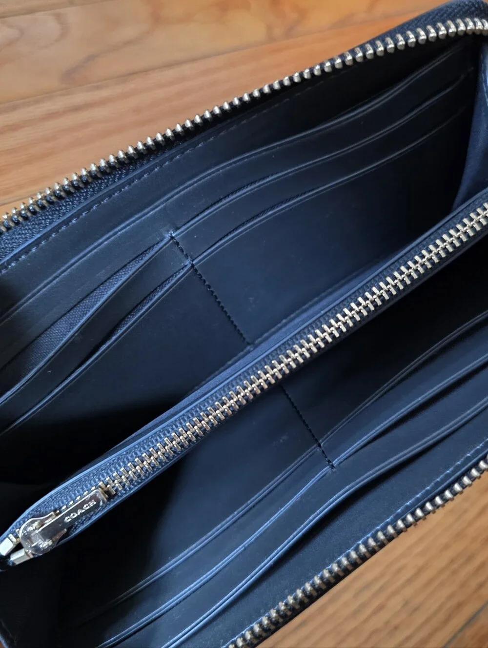 Coach Slim Black Leather Accordion Wallet